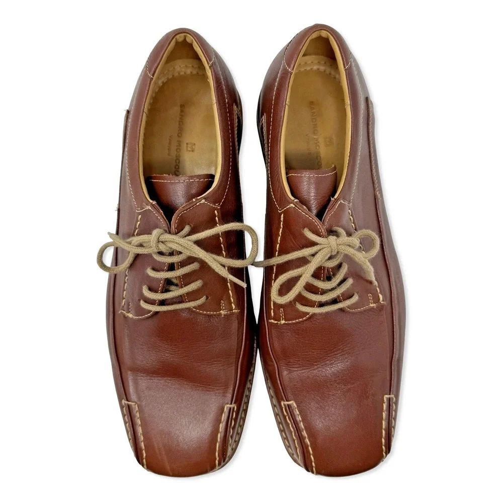 Sandro Moscoloni Vineyard Men’s Brown Leather Lace-Up Shoes 9.5D Brazil